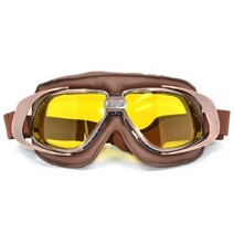 선글라스 스포츠 보호 남자여자 차 세계 대전 빈티지 오토바이 가죽 안경 마스크 모토 크로스, Yellow Lens Goggles