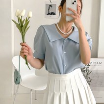 쉐얼유 여성 로나 쎄일러 카라 반팔 블라우스