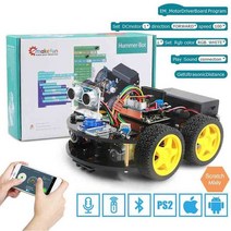 키덜트 로봇 조립 Emakefun 4WD 스마트 자동차 DIY 아두이노 R3 스크래치 도서관 스타터 학습 키트 앱 RC STEM, [02] 주황색