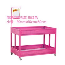 접이식 진열대 전시 의류 슈퍼마켓 각종 매장용 가판대 판매대 이동바퀴 적용, 90x60x80 핑크 홀인원개