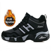 스노우보드 부츠 기모안감 보드화 겨울 남성 플러시 방수 스노우 스니커즈 에어 쿠션 발목 야외 신발 Botas Hombre, 03 38, [02] black grey fur