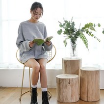통나무 스툴 의자 나무 그루터기 단단한 부두 라운드 로그 기본 의류 매장 앉아 가정용 커피 테이블, 높이 40 구경 16-20cm
