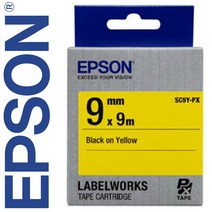 *정품* [ EPSON ] 라벨테이프, SC9Y(노랑바탕/검정글씨/폭9mm)