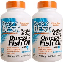 닥터스베스트 퓨리파이드 & 클리어 오메가 3 피쉬 오일 1000mg 마린 소프트젤, 120정, 2개