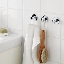 이케아 SKOGHALL 스콕할 접착식 후크 욕실 타올 수건 걸이, 크롬도금, 1개