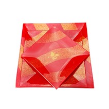 유리접시 정사각 8인치 10인치 12인치, 레드골드