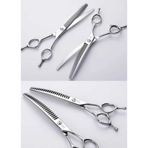 애견 가위 손질 전문 샵 반려견 도구 정리 일자 곡선, 7인치 V자형 곡면가위
