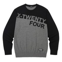 JDX 남성 로고 포인트 배색 라운드 스웨터 X4SFSPM02BK