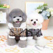 강아지겨울옷 강아지의류 강아지옷 체크 무스탕 자켓, 브라운_S