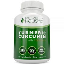 바이오페린 함유 강황 커큐민 - 비건 캡슐 120개 당 심황 700mg 흡수와 효능 향상을 위한 흑후추 추출물 포함 커큐미노이드 95%