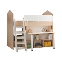 슈에뜨 어린이 수납 벙커 침대+와이드 책상, 오크_뉴트럴그레이