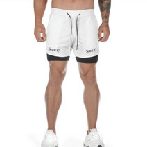 홈트 남성용 스포츠 통기성 더블 반바지