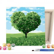 DIY 페인팅 그림 그리기 색칠하기 캔버스 그린 하트트리 25X25