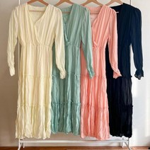 옷자락 여성 화사한 봄컬러 브이넥 여리 캉캉 주름 롱원피스