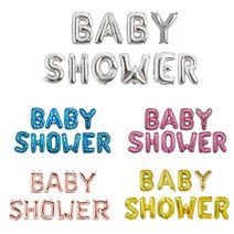 베이비샤워 파티 알파벳 이니셜 풍선 파티소품 임신 출산 축하 파티 선물, BABY SHOWER (핑크)