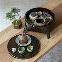 대나무 전통소반 전통찻상 미니 다과상 자개찻상, 브라운 S사이즈
