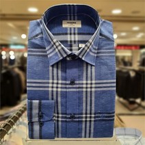 4층 레노마 시원한 블루 선이 잘 맞는 빅 체크 린넨 브렌드 일반핏 셔츠RLSSGP-038-BU-5