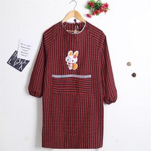 가정용 삼베 성인 작업복 순면 긴팔 커버 주방 광목앞치마, T04-빅사이즈 귀여운 토끼 레드