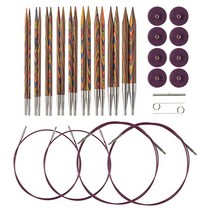 Knit Picks 스퀘어 우드 뜨개바늘 세트 포스퀘어, 레인보우, 레인보우