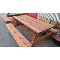 야외용 테이블 반조립 DIY 캠핑장 테이블 4인 6인 정원 옥상 원목 목재 목공, 무도장 6인용