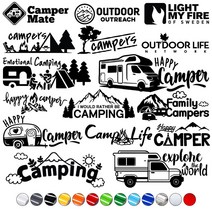 캠핑로고스티커1 자동차데칼스티커 캠핑카 카고트레일러 카라반꾸미기 아웃도어, 1개, 주황S