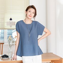 싹쓰리마켓 여성 인견 해피가오리 반팔 블라우스 여름 엄마옷 빅사이즈
