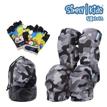 심플리키즈 유아 어린이 스포츠 보호장비 자전거 인라인 킥보드 보호대, 스노우랜드카모