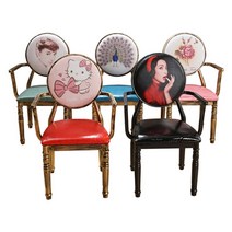 유럽스타일 레트로 복고풍 팔걸이 원목의자 등받이, 색상 분류 레이크 블루 사이드 페이스 햅번