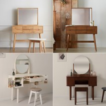 라움 수납 원목화장대 월넛/화이트, 안젤리나화장대거울(화이트)