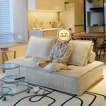 25평형 원형쇼파 곡건형 디자인 대형 거실 수입 모듈, 코튼하운드투스길이75x너비75x높이34