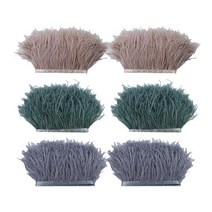 1 야드 염색 타조 깃털 프린지 트림 리본 꾸밈 그레이 핑크+1야드 염색 타조 깃털 프린지 트리밍 리본 장식, 설명한대로, 설명한대로, 다색