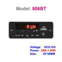 MP3플레이어블루투스 앰프 Mp3 디코더 보드 2x25W 자동차 MP3 플레이어 USB 레코드 모듈 FM 라디오 AUX 스, 03 806BT