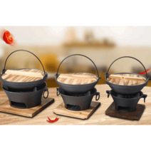 이정현 전골냄비 1인 샤브샤브 캠핑 전골 미니화로, 상세이페이지 참고, 갈색 20cm