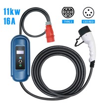 11kw 16a 3상 portablle ev 충전기 유형 2 iec 62196-2 cee 플러그 전기 자동차 빠른 자동차 충전기 evse 충전 wallbox, 1-16a 3p type2