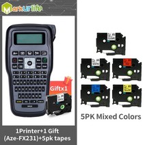 휴대용 링 기계 무선 쿼티 키보드 기호 용 러 형제 프린터와 호환 가능 감열 감열지 라벨 자동차 네임택 스티커 제작, 1gy 추가 5pk mix1, 나는 플러그