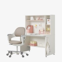 한샘 티오 그로우 일반책상세트 4단 120x75cm+링고S 고정중심봉DIY(발받침), 책상_내추럴오크+파우더핑크/의자_핑크(P)