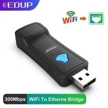 원룸공유기 자취방 공유기 와이파이 게이밍 호환 EDUP WiFi-이더넷 LAN 변환기 브리지 USB 포트 무선 리피터 300Mbps 2.4GHz TV 및 셋톱 박스용 Lan 어댑, CHINA_EP-2911S