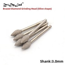 3MM 생크 브레이징 다이아몬드 그라인딩 헤드 1 개 올리브 모양 버 조각 필링 비트 옥, 02 3x5mm