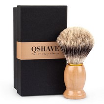 구렛나루 수염 qshave 맨 퓨어 오소리 헤어 면도기 면도 브러시 100 안전 스트레이트 클래식 안전 면도기 10.3cm x 4.9cm 브라운 트리 컬러, 한개옵션0
