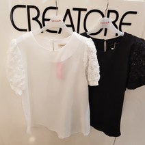[끄레아또레] 소매 장미꽃레이스 블라우스 TK217BB145