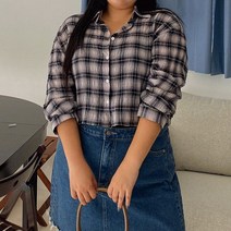제이스타일 몬셀라 체크 크롭 셔츠