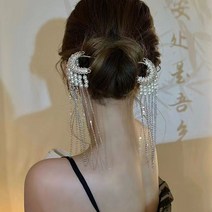 urkoteer 태슬머리핀 여성 실버비녀 내추럴진주머리핀 cx-565