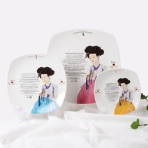 신윤복 미인도 전통기법 도자기 사각접시 홈 식기세트, 쿠팡다팔자 본상품선택