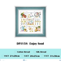 십자수 프랑스 자수 패키지 DIY 음식 크로스 스티치 키트를 즐기십시오 만화 빵 잼 천, 하얀, 실크 실, 11ct 언프린트 캔버스