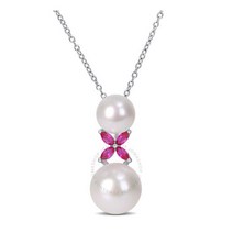 Amour 아무르 양식 담수 진주 및 제작된 스털링 실버 체인 루비 크로스 펜던트 여성18k목걸이 여성목걸이악세사리 JMS009600