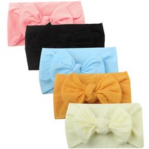 5PCS Hair Band Girls Baby Toddler Turban Solid Headband Bow Accessories Headwear резинки дл