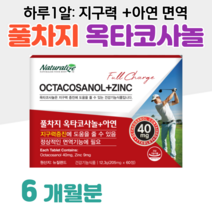 옥타코사놀 지구력 증진 도움 아연 면역 하루 1정 직장인 회사원 택배 택시 버스 배달 운전 기사 현대인 기업인 일용직 현장직 사무직 가사노동 주부 활력 에너지 신진대사 집안일, 3박스, 205mg x 60정 (하루 1정 )