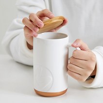 빈플러스 홈카페 세라믹 머그컵 뚜껑세트 500ml 머그잔