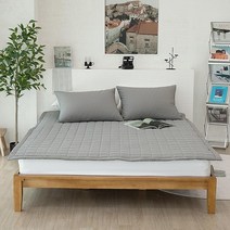 천솜이 비앙카 피그먼트워싱 목화솜 초고밀도100수 순면침대패드(S SS 110×200), 그레이, 그레이