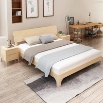 100% 소나무 가성비 원룸 자취생 diy 조립식 원목 침대 프레임 퀸 킹 사이즈, 바니시 세트 10cm 친환경 코코넛브라운 매트리스